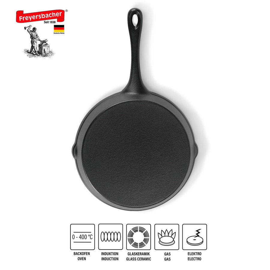 Freyersbacher Gusseisenpfanne mit Emaille in Schwarz, Durchmesser: 26 cm - Bild 2