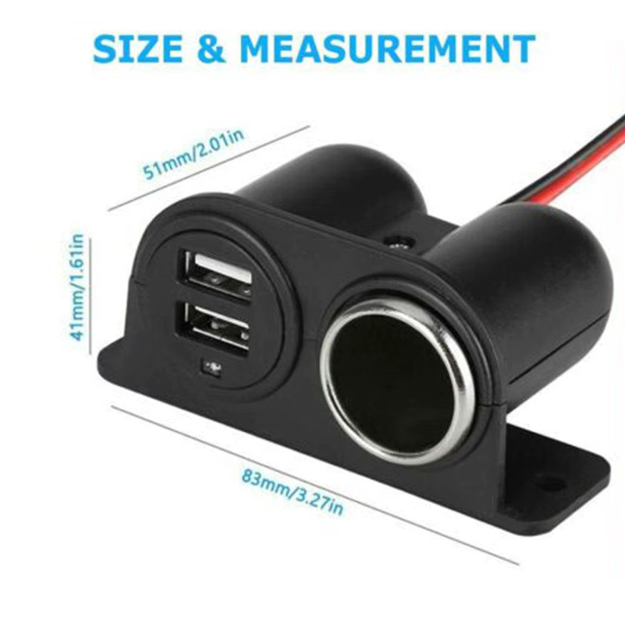 Multi-Stecker Ladegerät mit Dual-USB-Anschlüssen und Steckdose für Auto-Camper in Schwarz, DC 5 V, 3,1 A - Bild 4