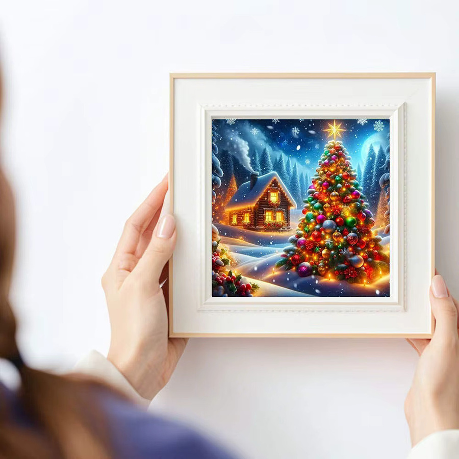 HUACAN DIY Diamantmalerei Set Weihnachten Winter Szene Multicolor, Leinwand 20 x 20 cm - Bild 3