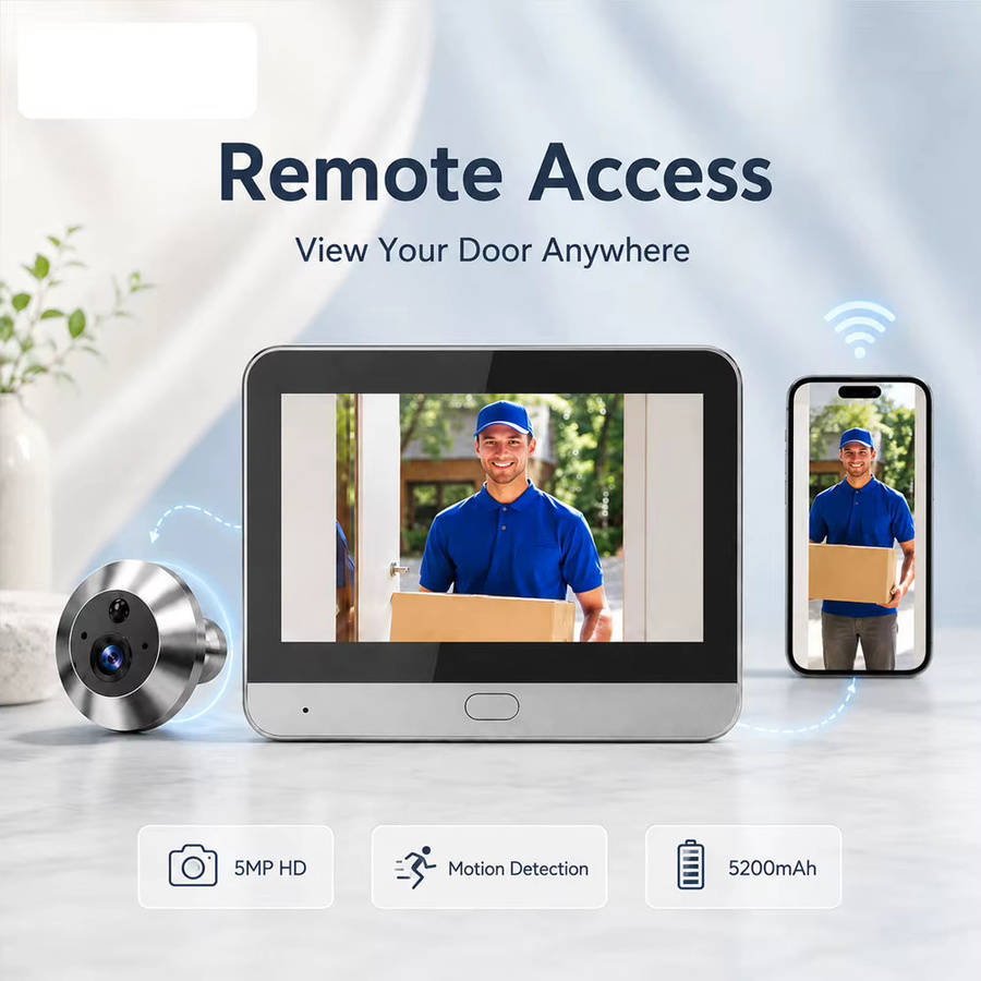 Aegiscam Mini 5MP WLAN-Video-Türklingelkamera mit 4,3-Zoll-Innenmonitor, PIR-Bewegungserkennung und 5200mAh Akku in Schwarz und Silber - Bild 3
