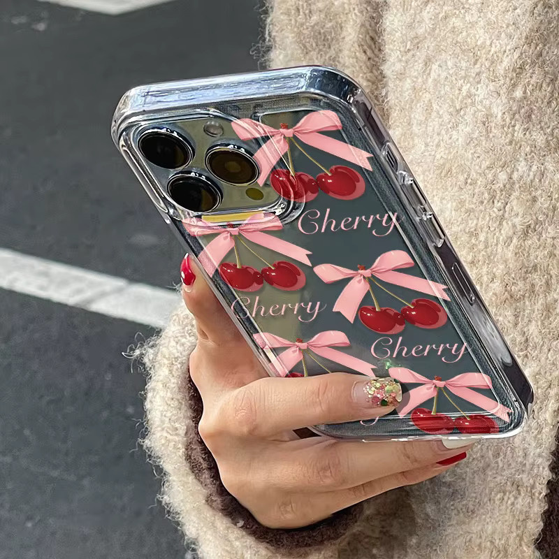 Ojeleye Handyhülle Süße Kirsche Transparent für iPhone 11 bis iPhone 17 Pro Max und weitere Modelle - Bild 3