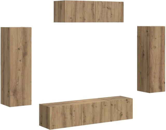 vidaXL TV-Schrank 3-teilig Artisan-Eiche in Braun mit minimalistischem Design und Medienfächern - Bild 1
