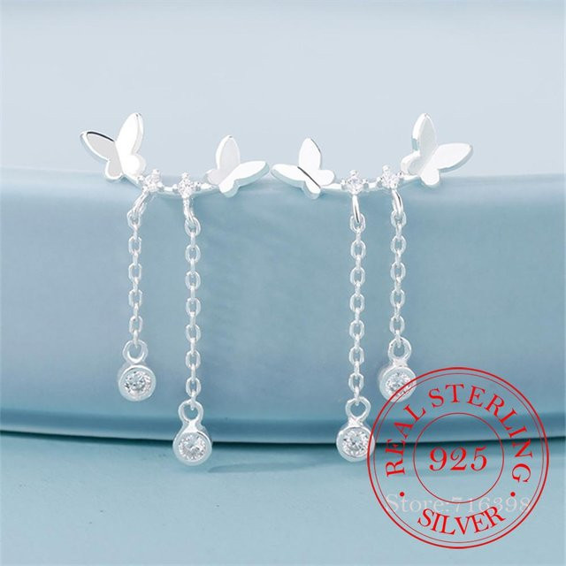Wucifang Jewelry Hängeohrringe Schmetterling, 925 Sterlingsilber, Damen - Bild 1
