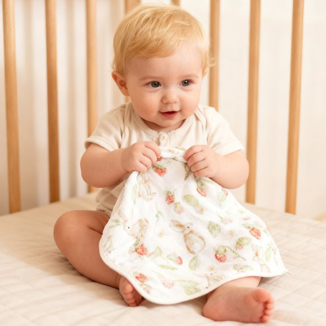 Kangobaby 5-teiliges Babyhandtuch-Set mit Spucktüchern und Lätzchen, Weiß Floral, weich und atmungsaktiv, B/T: 30 x 30 cm - Bild 1
