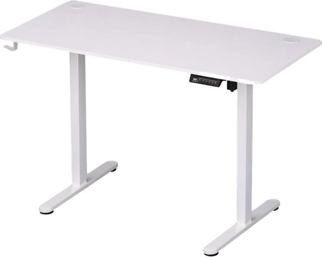 Relaxdays Elektrischer Schreibtisch Höhenverstellbar in Weiß mit LED Display und Kabeldurchlass B: 120 cm, T: 60 cm, H: 80 cm - Bild 1