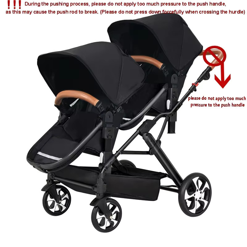 Twin Doppelkinderwagen mit Stoßdämpfer in Beige und Schwarz zum Sitzen und Liegen - Bild 2