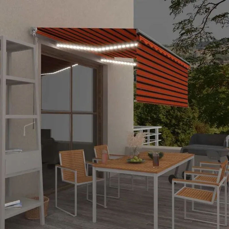 Vidaxl Markise manuell einziehbar mit Rollo und LED in Orange Braun B x H: 3 x 2,5 m - Bild 1