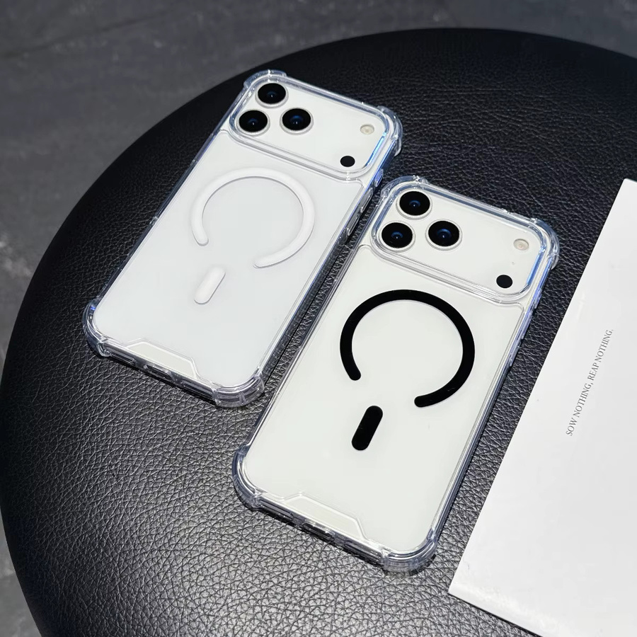 MagSafe Magnetische Handyhülle für iPhone 17 Air 16 15 14 13 12 11 Pro Max Plus Slim Cover in Transparent und Schwarz - Bild 3