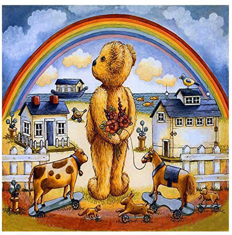 FIYO Diamond Painting Bär mit Regenbogen 5D DIY Malset für Kinder, mehrfarbig, B/H: 20 x 30 cm - Bild 1