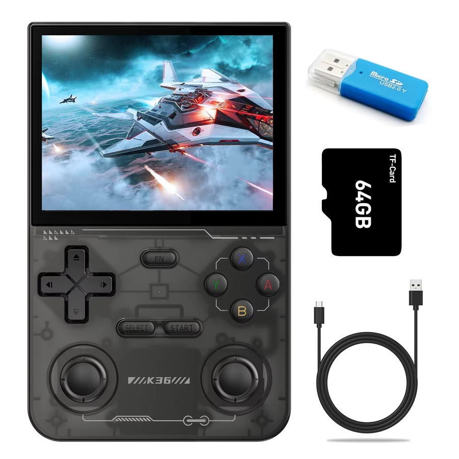 GAMINJA K36 Retro Handheld-Videospielkonsole mit 16.000 Spielen, Emulator für PS1/PSP/DC/N64/SS, 3,5 Zoll IPS-Bildschirm, Schwarz - Bild 7