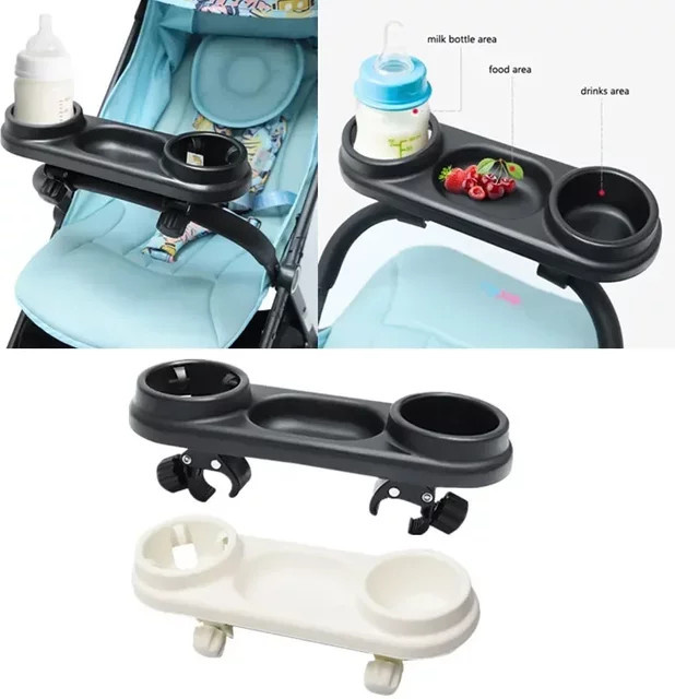 Universal Baby Kinderwagen Esstisch Tablett mit Becherhalter in Schwarz - Bild 1