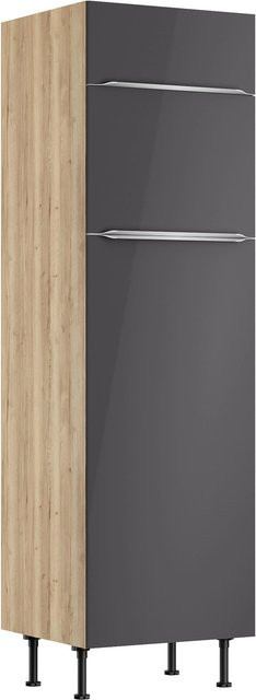 Optifit Küchen-Hochschrank Linus984 für Kühl-Gefrier-Kombination in Anthrazit-Wildeiche, Breite: 60 cm, Höhe: 211,8 cm, Tiefe: 58,4 cm - Bild 1