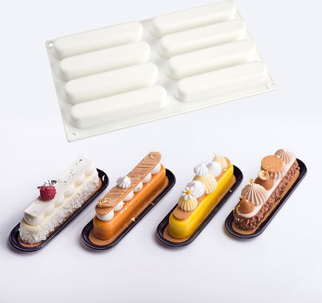 Meibum Silikon Mousse Form und Gebäckschneider Set, Schwarz, Rechteckig - Bild 1