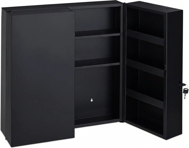 Relaxdays Medizinschrank aus Stahl in Anthrazit, abschließbarer Wandmedizinschrank mit Regalböden, B/H/T: 53,5 x 53 x 19 cm - Bild 1