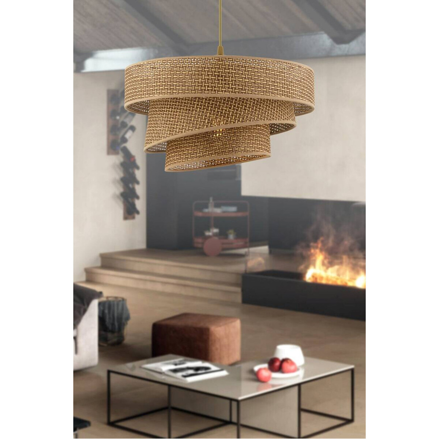 Opviq Pendelleuchte Couper in Beige aus Baumwolle und Metall mit E27 Fassung, B/T/H: 40 x 40 x 72 cm - Bild 2