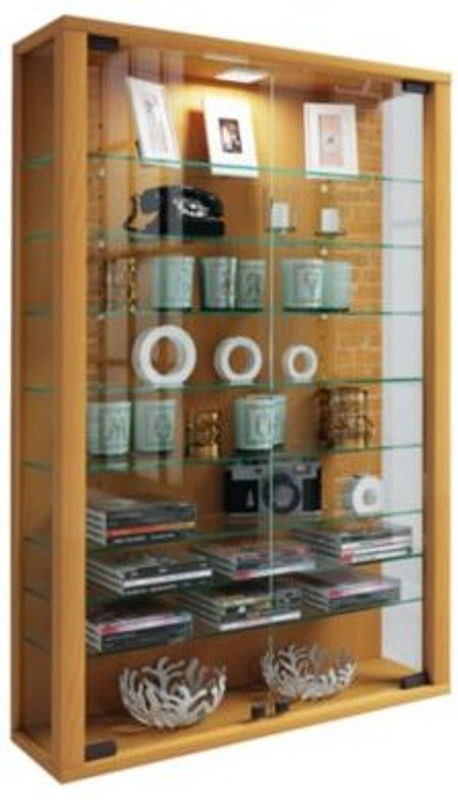 VCM Vitrinenschrank Vitrosa Mini Wandvitrine in Buche mit ESG-Sicherheitsglas und Glastüren, H x B x T: 91 x 59 x 18 cm - Bild 4