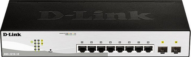 D-Link DGS-1210-10 Smart Managed Switch mit 8 x 10/100/1000 Mbit/s RJ45 und 2 x Gigabit SFP Ports in Schwarz und Grau - Bild 1