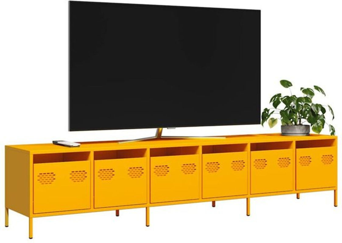 Vidaxl TV-Schrank aus Metall in Gelb im Industrial Design, B/T/H: 202 x 39 x 43,5 cm - Bild 1