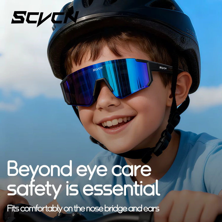 SCVCN Sportsonnenbrille Kinder, Vollrand, Kunststoff, rot - Bild 2