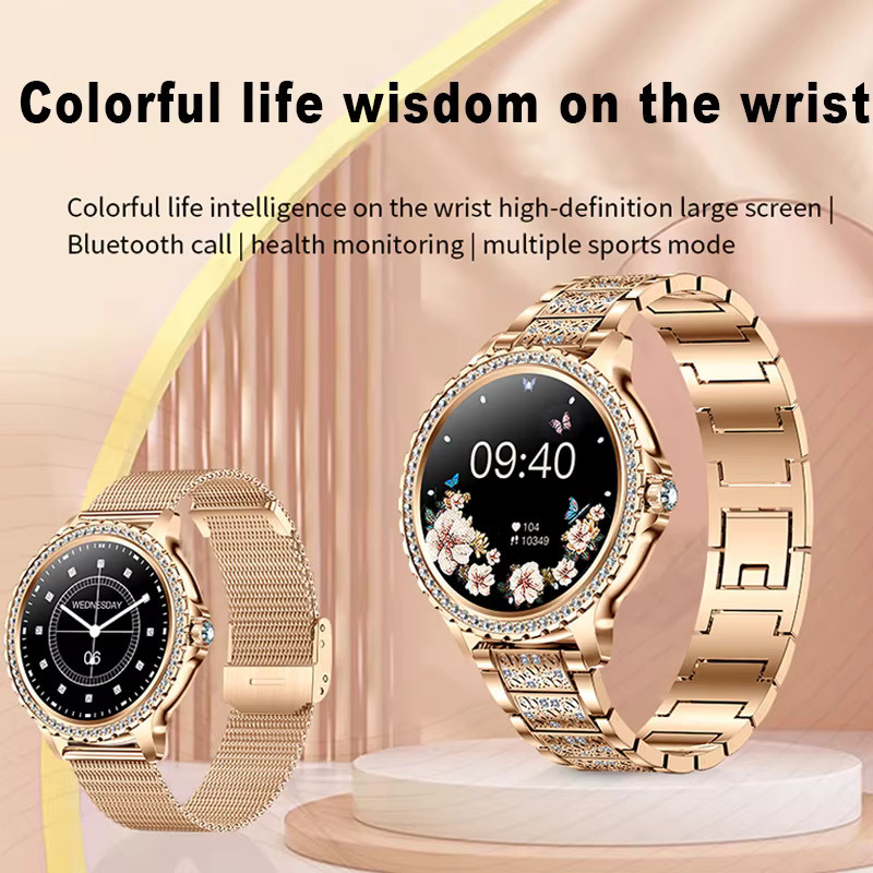 ChiBear Smartwatch für Frauen in Gold mit HD-Bildschirm, Herzfrequenzmessung und Sprachanruf-Funktion für Android und iOS - Bild 3