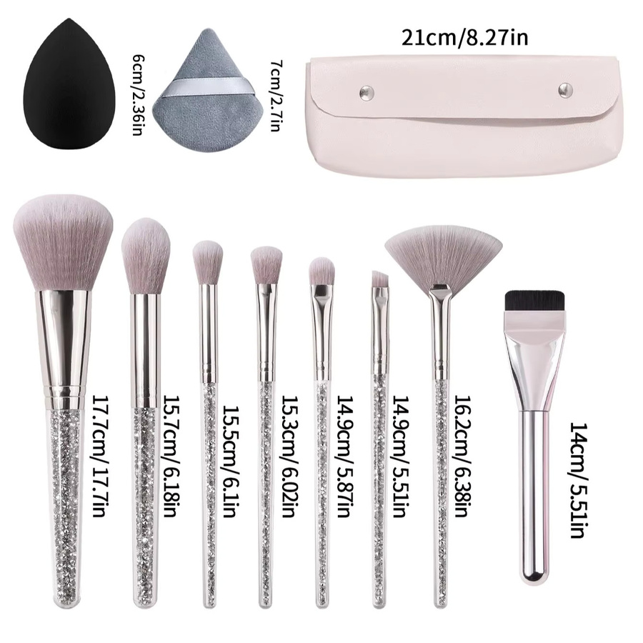 KOSSHOW Make-up-Pinsel-Set, 13-teilig, silber, Diamantverzierung - Bild 2