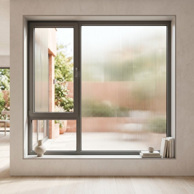 BUNPIG Sichtschutz-Fensterfolie Milchglasfolie mit geripptem Streifen-Design, transparent, B: 100 cm, H: 30 cm, T: 30 cm - Bild 1