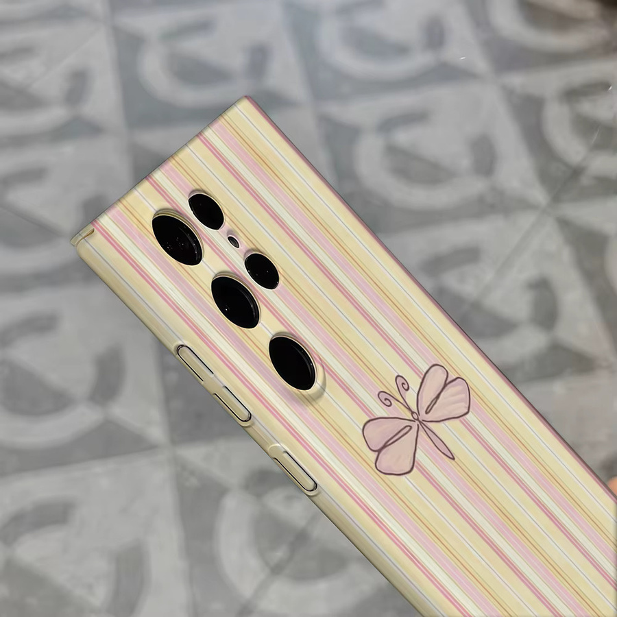 Stoßfeste Doppelschicht Handyhülle mit Libellen-Design in Rosa-Gelb für Samsung Galaxy S25 Ultra, S24 und S23 Ultra Plus - Bild 4