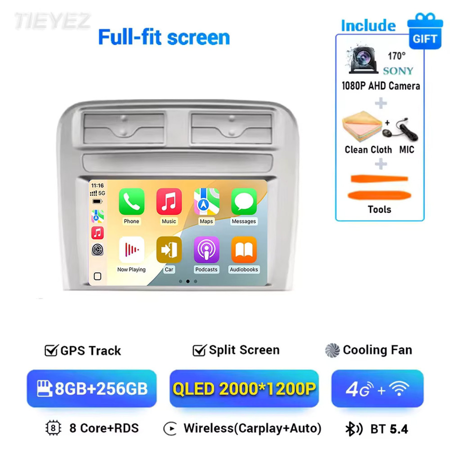 TIEYEZ Android 15 2K QLED Multimedia Autoradio mit GPS und 4G für Fiat Grand Punto 2007-2014 in Schwarz mit Carplay Touchscreen - Bild 7