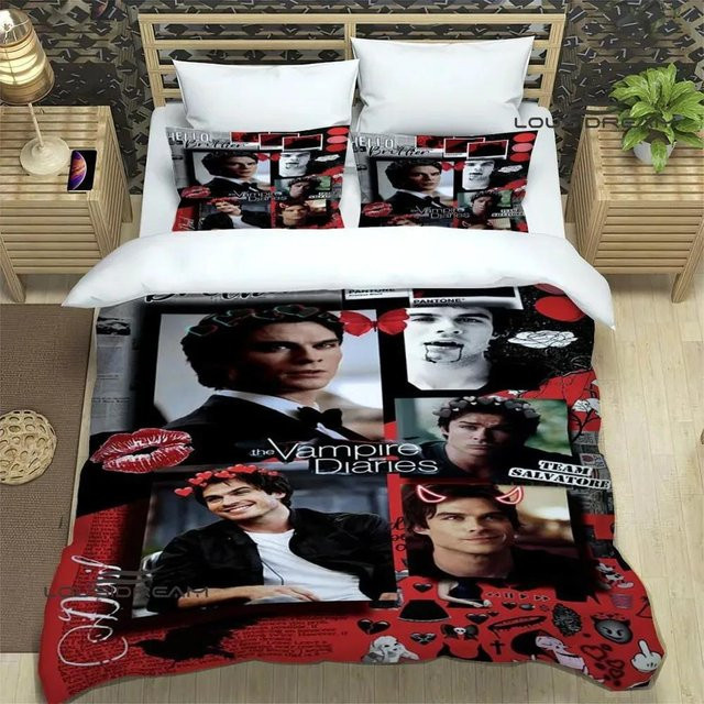 Gu Tao Bettwäsche-Set The Vampire Diaries Damon Salvatore, Mehrfarbig, B/H: 200 x 230 cm - Bild 1