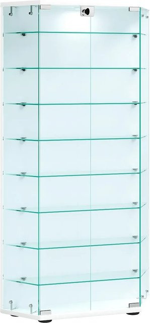 VCM Glasvitrine Cenila XL in Weiß mit ESG-Sicherheitsglas und Türen, H x B x T: 114 x 83 x 17 cm - Bild 2