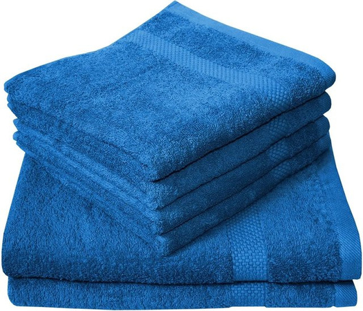 Dyckhoff Handtuchset Planet Blau 6-tlg. aus Baumwolle mit Bordüre