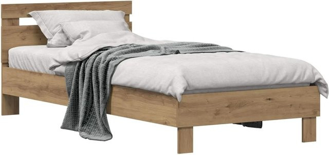 vidaXL Bettrahmen Artisan-Eiche in Braun aus Holzwerkstoff, Breite: 98,5 cm, Länge: 200 cm - Bild 1