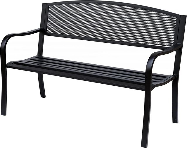 Furnicato Gartenbank 2-Sitzer aus Stahl in Schwarz, moderne Parkbank für den Garten, B: 127 cm, T: 60 cm, H: 87 cm - Bild 1