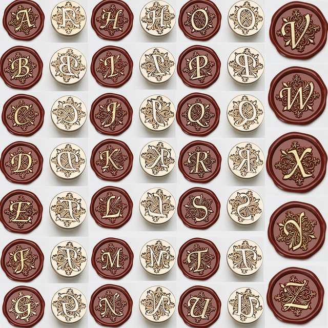 Vintage Wachs Siegelstempel Set mit 26 Alphabete A-Z Anfangsbuchstaben aus Messing für DIY Scrapbooking, Hochzeitskarten und Geschenkpapier - Bild 1