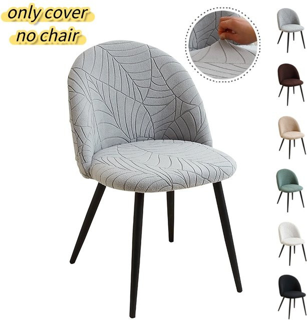 WANERQU Blätter Jacquard Entenschnabel Stuhlhussen, kurze Stretch-Schonbezüge für Esszimmerstühle, Bar und Hotel - Bild 1