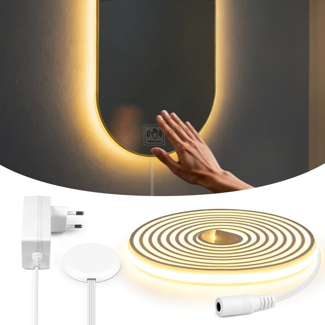 Rybakov Dimmbare Cob-LED-Neon-Lichterkette in Weiß mit Touch-Dimmer für Küche und Möbel - Bild 1