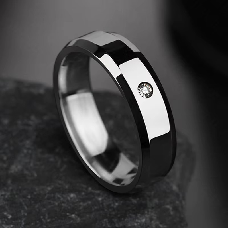 NUOBING Paarringe Edelstahl, Zirkonia, Silber, Unisex - Bild 2