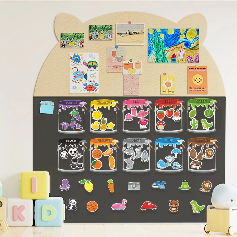 60-teiliges Cartoon Farbtrennset mit Ölfass-Magnet in Multicolour aus Kunststoff zum Lernen der Farberkennung für den Unterricht - Bild 3
