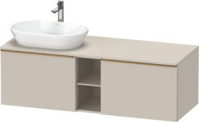 Duravit Waschtischunterschrank D-Neo in Beige und Braun, Wandmontage, mit 2 Schwenktüren und offenem Regal, Matt - Bild 1