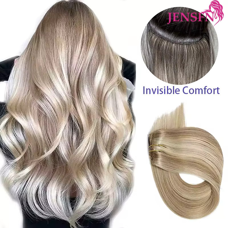 JENSFN Echthaar-Extensions, Remy, glatt, braun-blonde, Damen - Bild 4