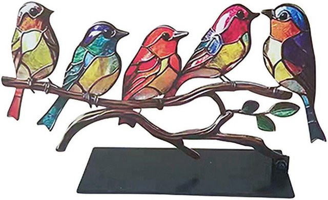 DIYelecs Tischdekoration Vogel aus Metall in Grau und Bunt - Bild 1
