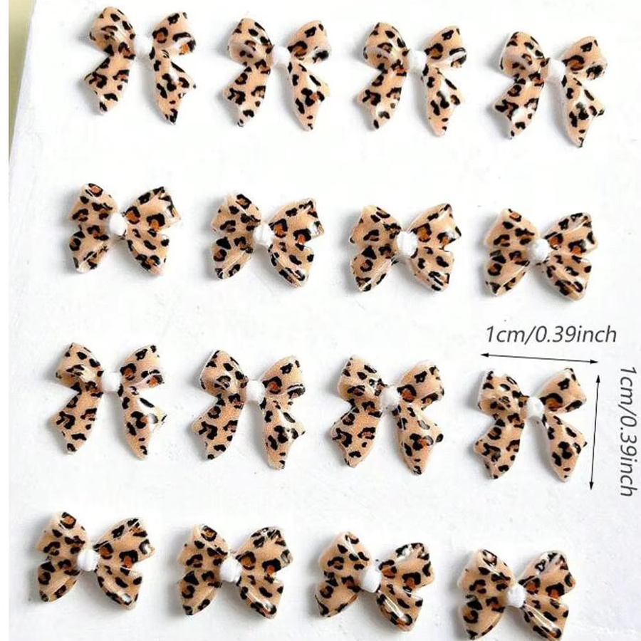 HotPress Nail Art Charms, 50 Stück, Leopardenmuster Bowknot, Glänzend - Bild 2