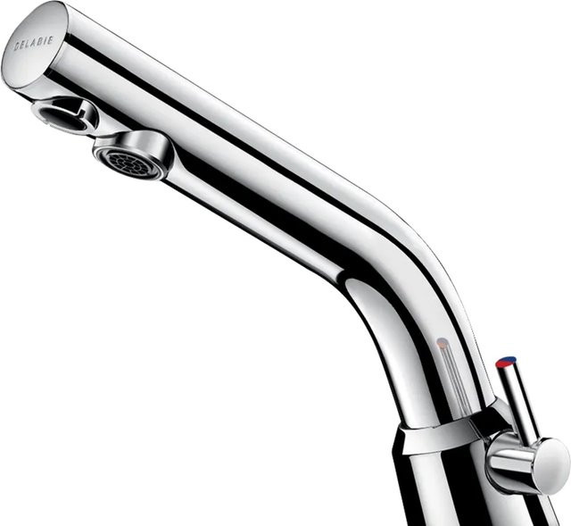 Delabie BINOPTIC MIX Sensor-Stand-Waschtischmischer in Chrom, Feststrom 3,0/min, 230/12V mit Trafo, B/T/H: 8,0 x 8,0 x 37,0 cm - Bild 1
