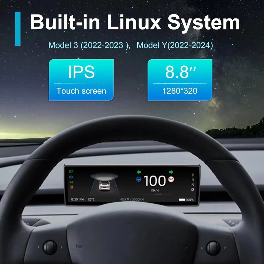 Head-Up-Display für Tesla Model 3 (2017–2025) und Model Y (2019–2025) mit 8,8 Zoll ultradünnem Bildschirm und Frontkamera, Schwarz - Bild 5