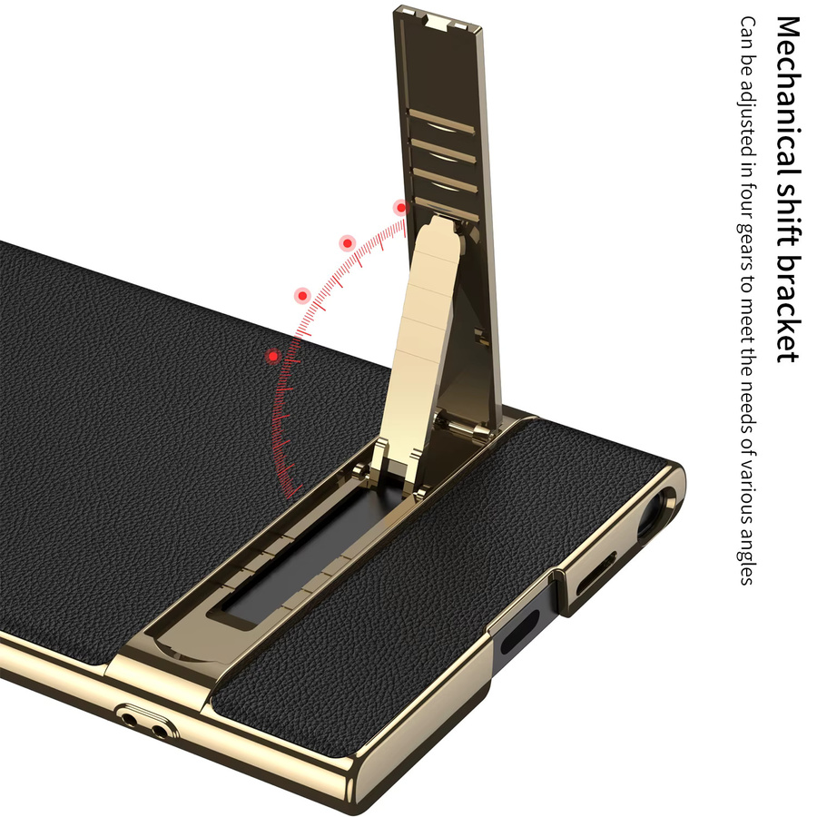 Luxuriöse Stoßfeste Leder-Hülle mit Goldrand für Samsung Galaxy S26 S25 S24 Ultra 5G in Schwarz, Grün oder Gold - Bild 5