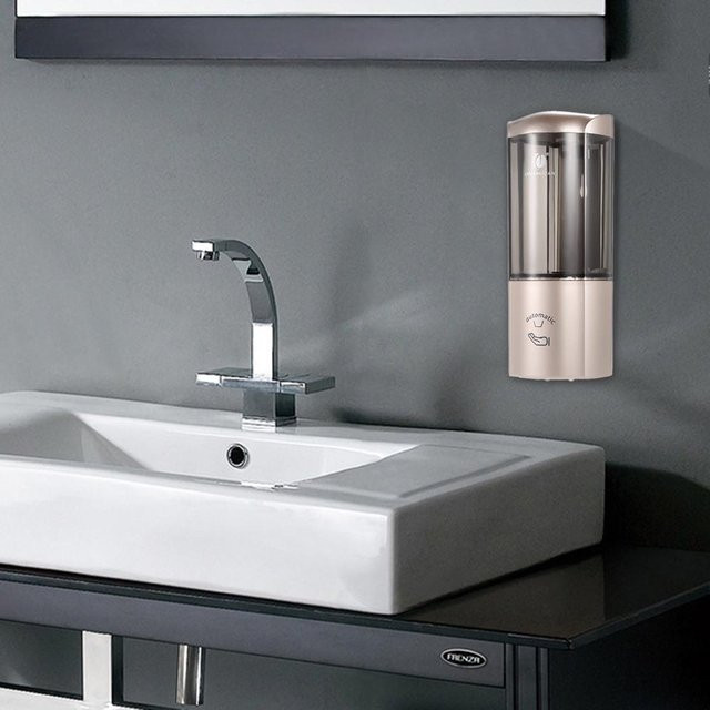 TOMTOP JMS Automatischer IR-Sensor Seifenspender für Shampoo und Duschgel, Wandmontage, Gold/Champagner, 500 ml - Bild 1