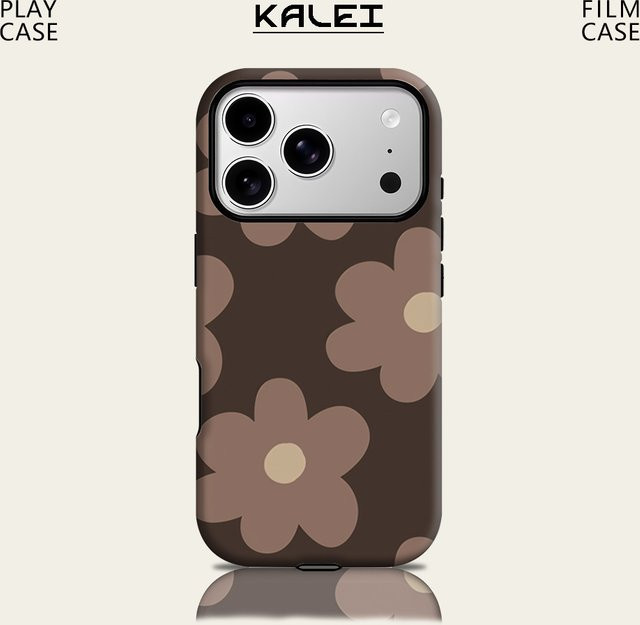 Potdemiel Magnetische Handyhülle mit Blumen-Design in Braun für iPhone 17 16 15 14 13 Pro Max Plus Tough Case - Bild 1