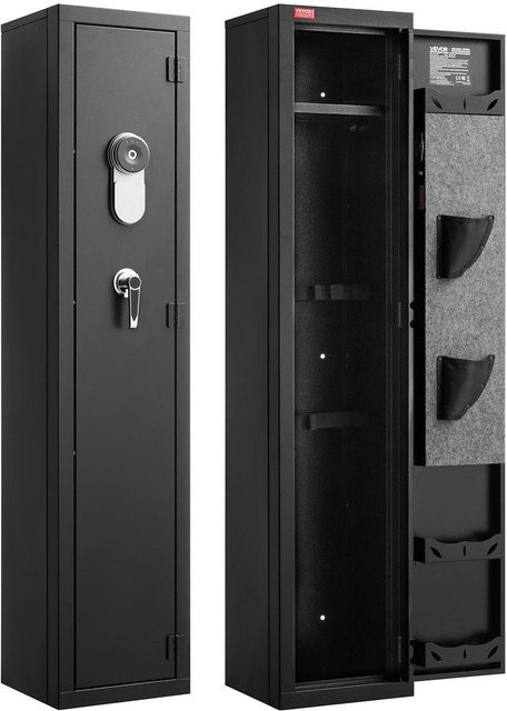 Buying Solutions, MB Waffenschrank aus kaltgewalztem Stahl in Schwarz mit Fingerabdrucksensor, digitalem Tastenfeld, LED-Beleuchtung und internen Regalen - Bild 1