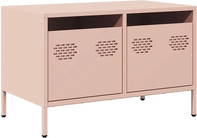 vidaXL TV-Schrank aus kaltgewalztem Stahl in Rosa, Industrie-Stil, B/T/H: 68 x 39 x 43,5 cm - Bild 1