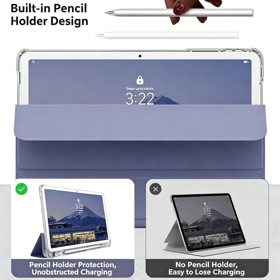 Tzion Schutzhülle für iPad 11. Generation 2025 11 Zoll mit Stifthalter in Grau, Transluzente Matte Flexible Abdeckung - Bild 2